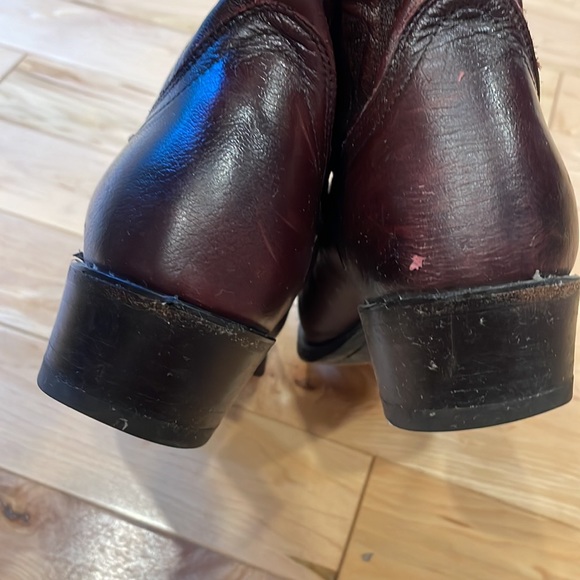 Sheplers Burgundy 14” shaft western leather sole pointed toe cowboy boots main image 8